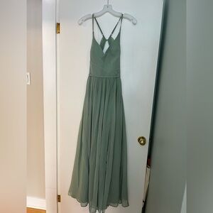 Azazie Dominic Matcha Green Chiffon Bridesmaid Dress